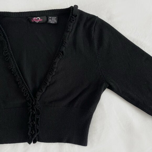 Women's black crop cardigan - Picture 3 of 3